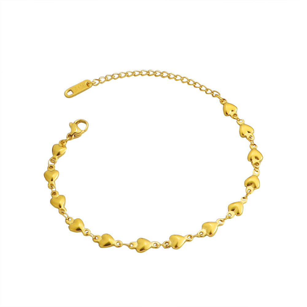 Pulsera de Acero Inoxidable Corazón Cadena Dorada