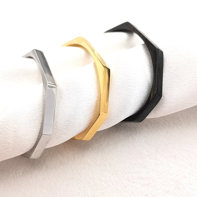 Diamond Hexagonal Smooth Opening Bracelet