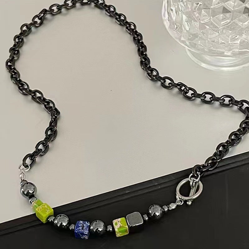 European And American Multi-color Blocks Stitching Necklace Bracelet