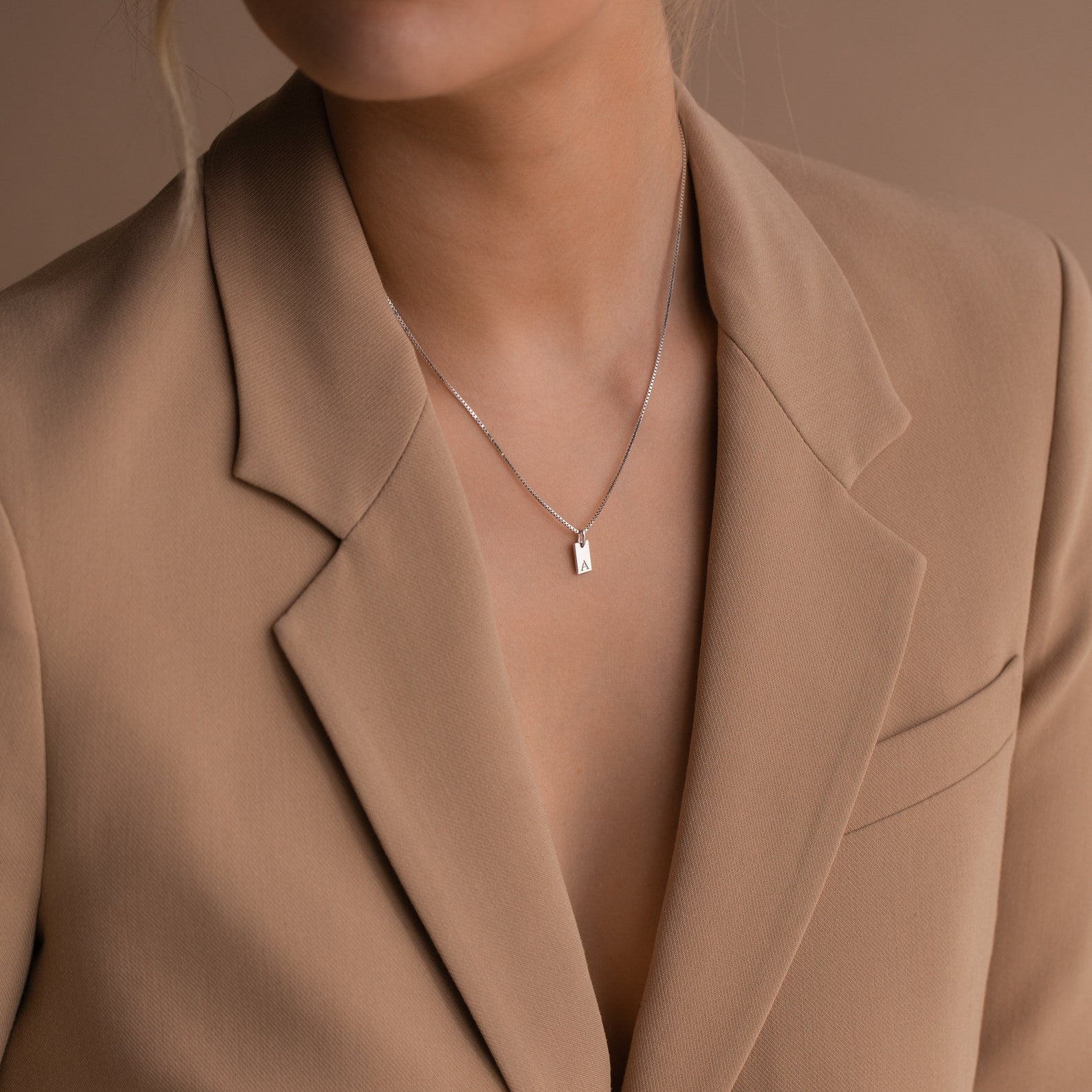 DIY Letter Carved Small Rectangle Necklace