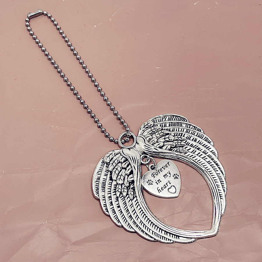 Forever In My Heart Pet Commemorative Wings Car Rearview Mirror Christmas Tree Pendant