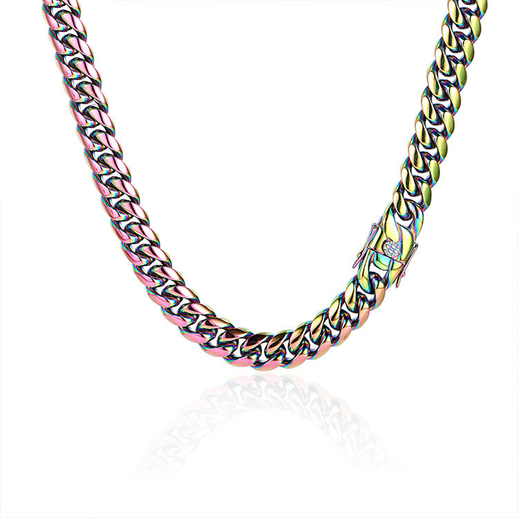 Tempered Necklace Colorful Cuban Chain