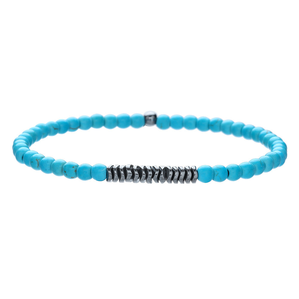 Simple Turquoise Wooden Bead Bracelet