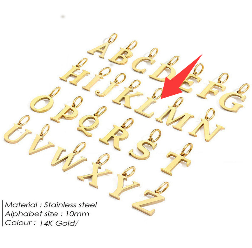 26-letter Hanging Stainless Steel Letter Necklace