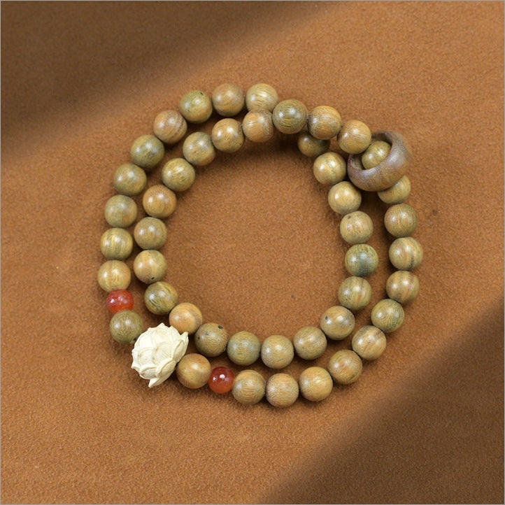 Natural Green Sandalwood Bamboo Double Ring DIY Bracelet