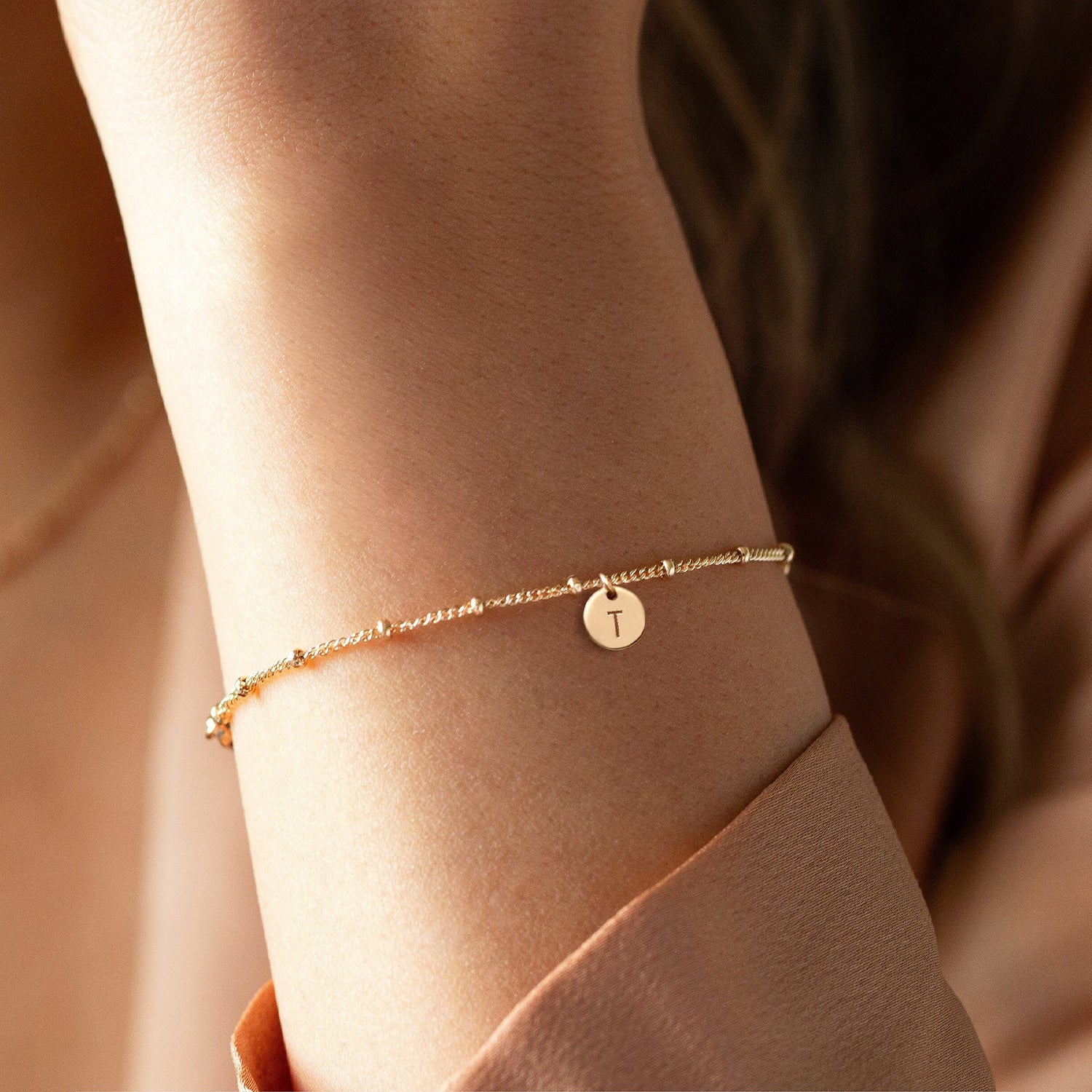 Versatile Simple Vintage Cross Round Letter Stainless Steel Bracelet