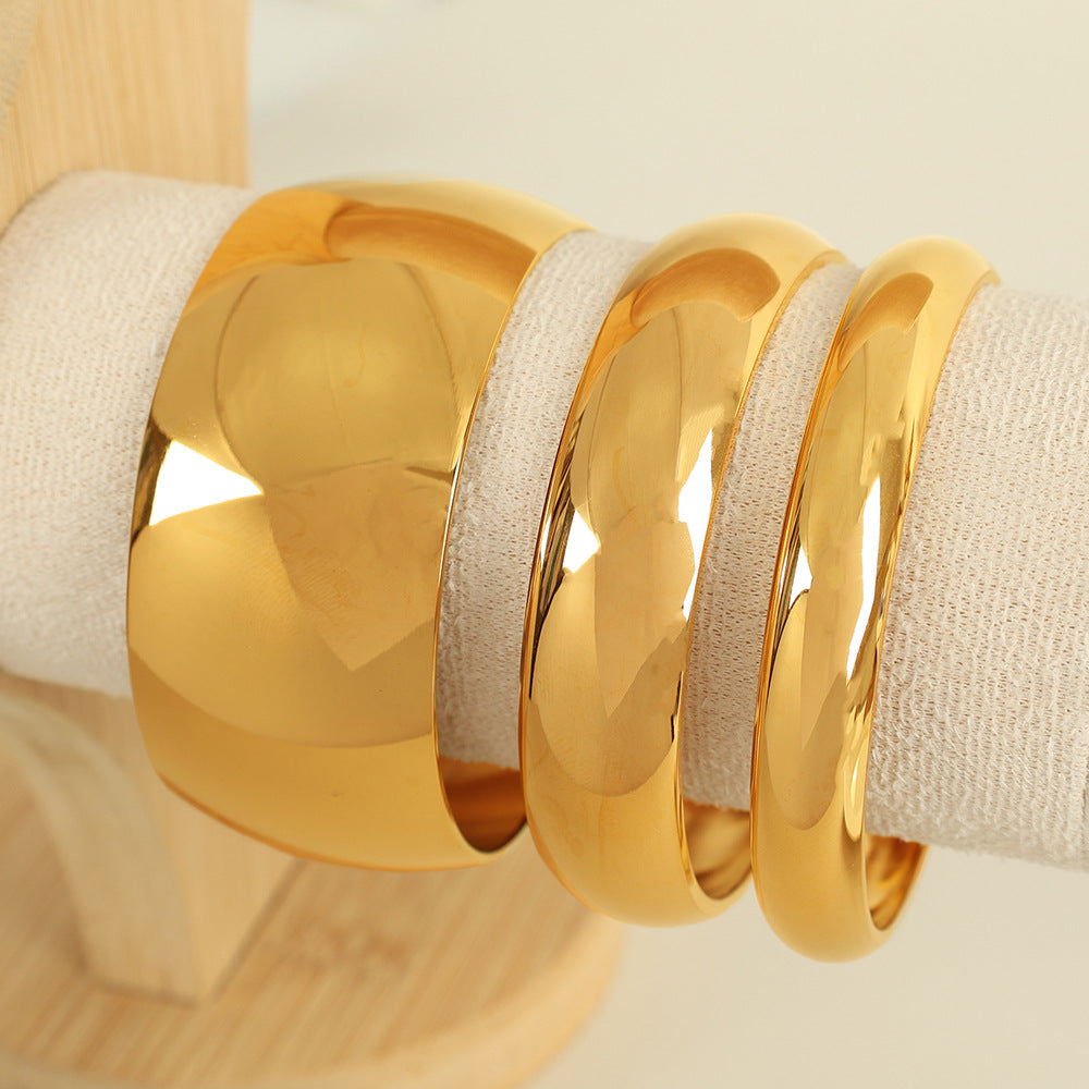Metal Glossy Surface Simple Bracelet Wide Face