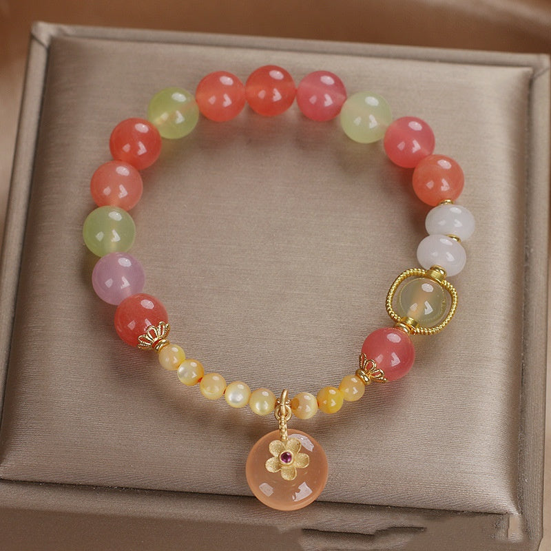 Nueva Pulsera de Seguridad de Calcedonia de Color para Mujer, Estilo Chino Nuevo