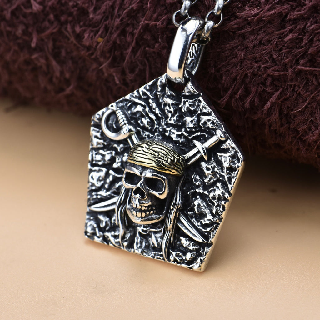 Herren S925 Sterling Silber Piratenkopf-Anhänger