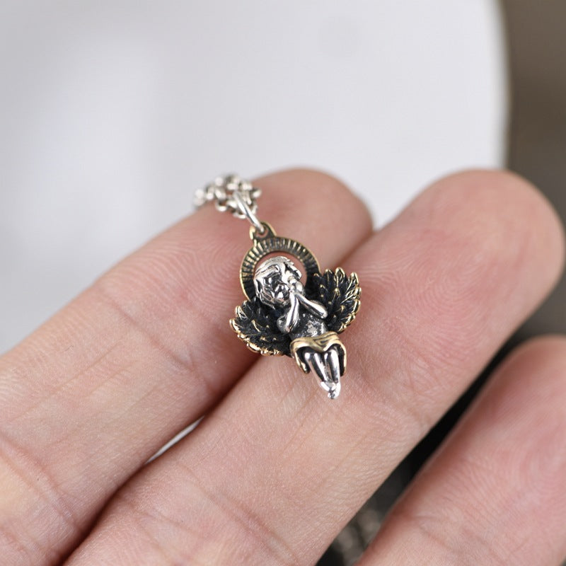 Fashion S925 Silver Vintage Silver Angel Pendant