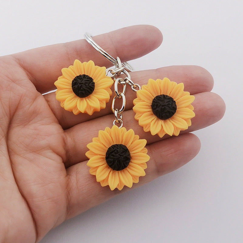 Llavero Girasol Dorado Bonito Sencillo Colgante para Bolso Maleta