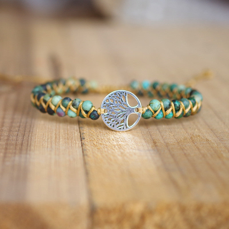 Pulsera de la amistad para amantes, de yoga, tejida a mano con cuentas de ágata natural