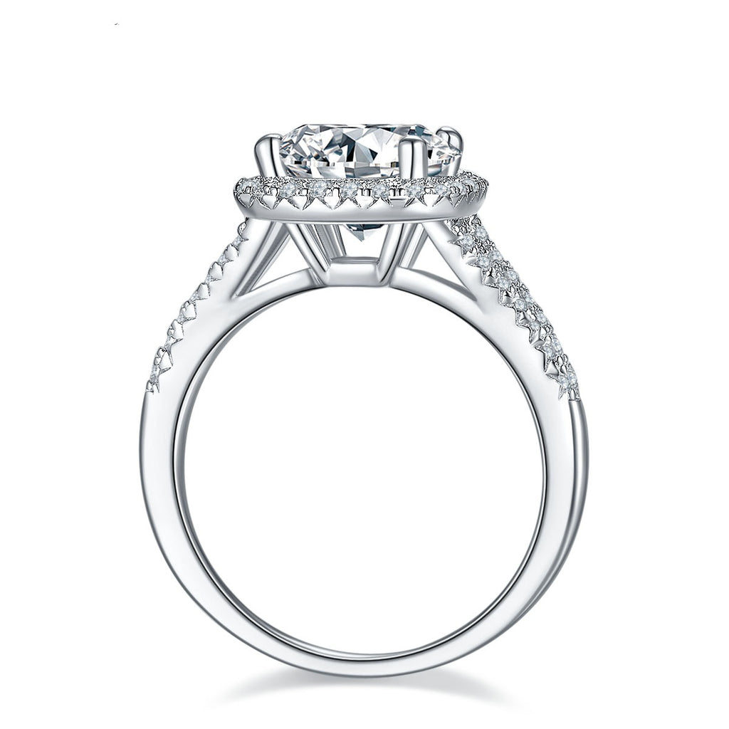 Anillo de moissanita para mujer de oro blanco bañado en plata