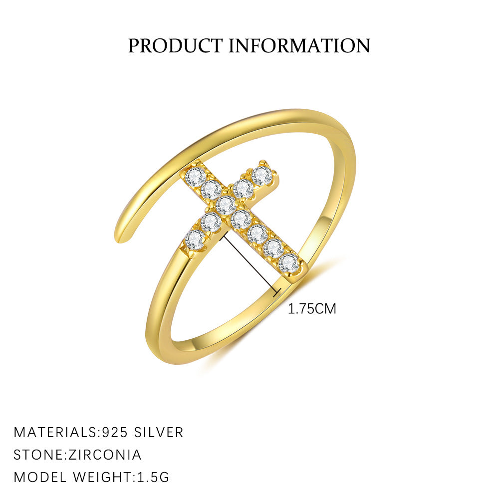 Geometrischer, offener Damenkreuzring mit Diamanten, ein einzigartiges Statement-Stück