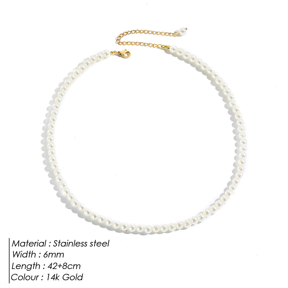 Vergoldete Perlenhalskette 14k Schlüsselbeinkette Schlichte hochwertige Perlenkette für Damen