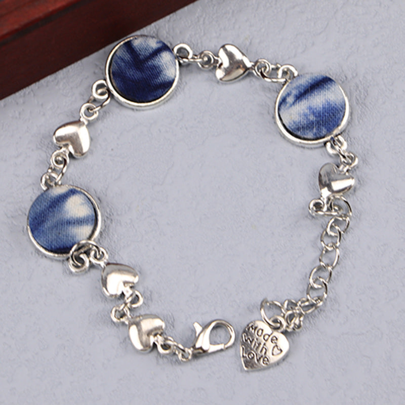Ethnic Blue Dyed Tie-dye Bracelet Hand-stitched