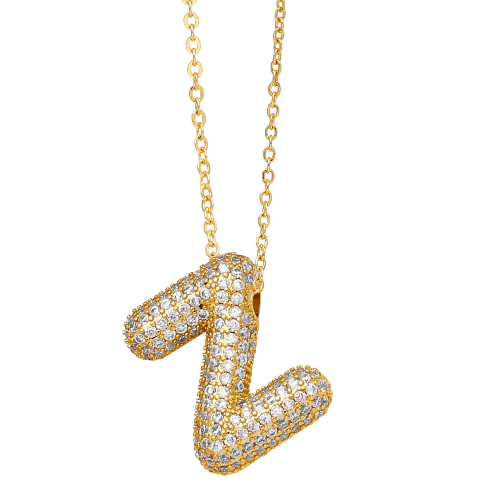 Collar con 26 letras inglesas para mujer con circonitas incrustadas