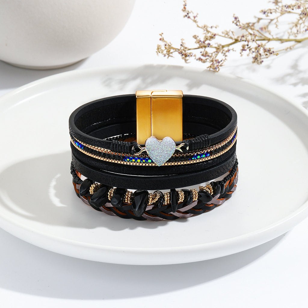 Retro Love Handgewebtes Lederarmband