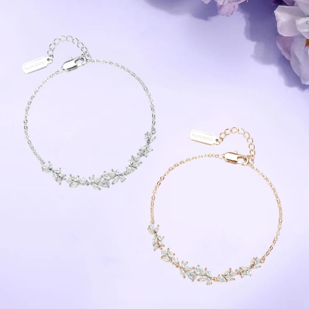 Pulsera de lujo con diseño floral de glicinia del bosque