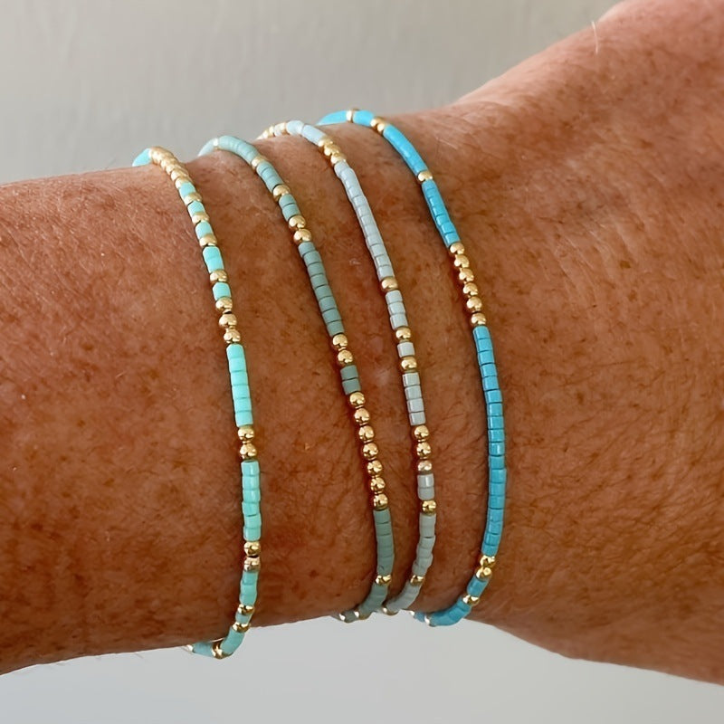 Bohemian Colorful Seed Bead Elastic Bracelet