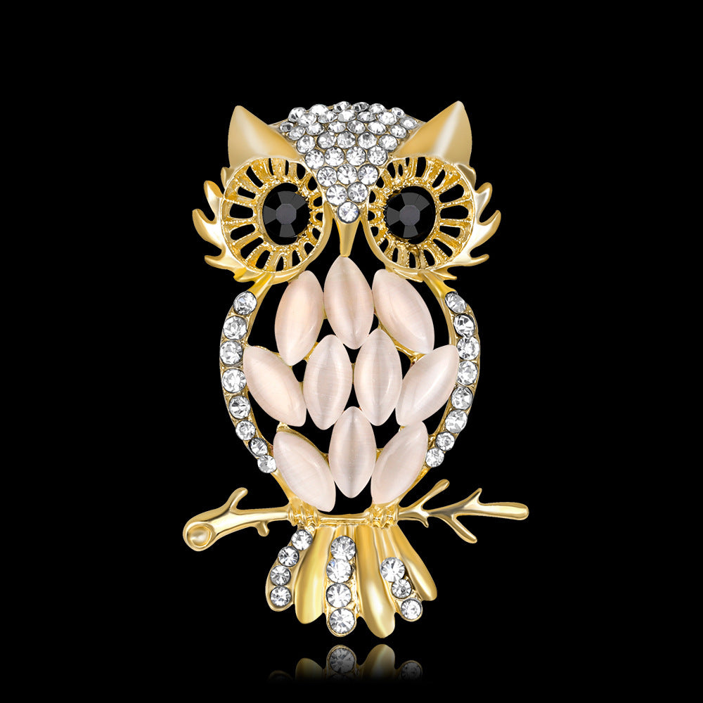 Brosche Schmuck Großhandel Traum Eule Kristall Opal Brosche Korsage