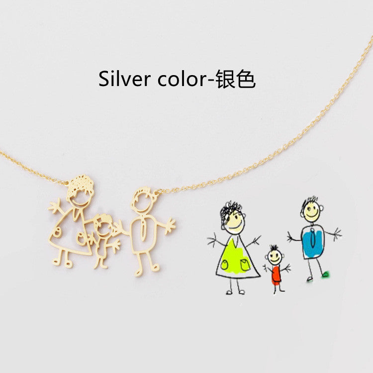 Children's Artwork Personalized Hand-painted Keychain Pendant