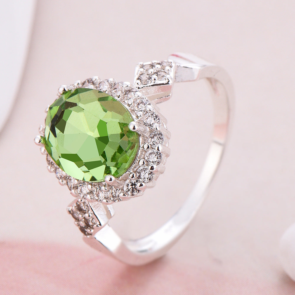 Anillo de joyería de cristal rojo con temperamento a la moda