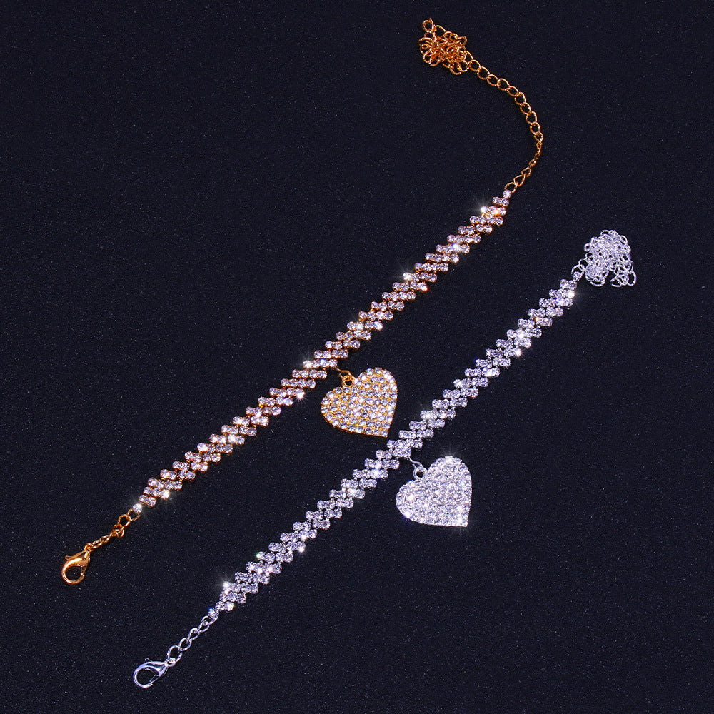 Tobillera de amor con pedrería europea y americana para mujer