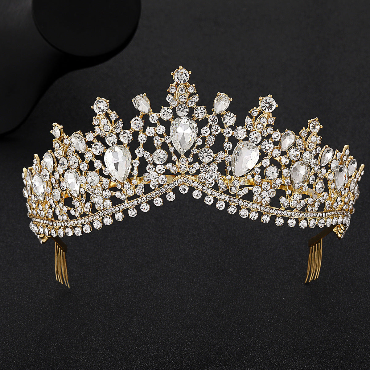 Diadema barroca nupcial con diamantes de imitación para vestido de princesa