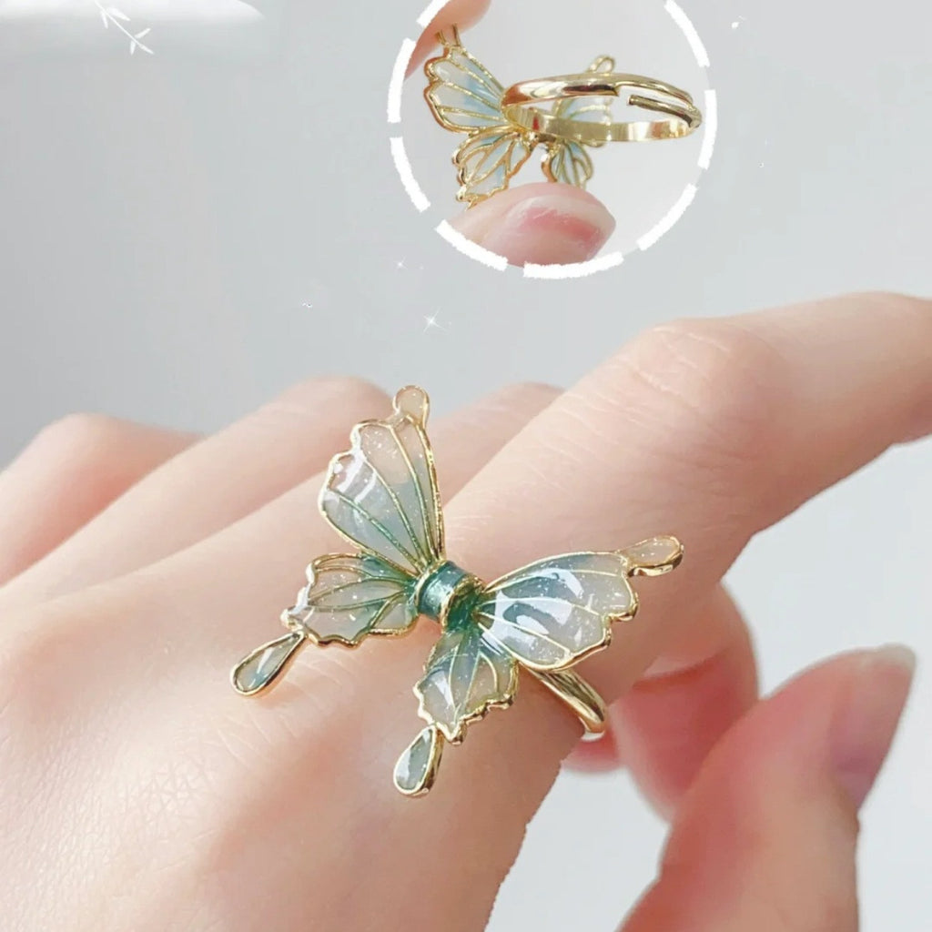 Schmetterling Ring Farbverlauf Blau Epoxid Special-Interest Design