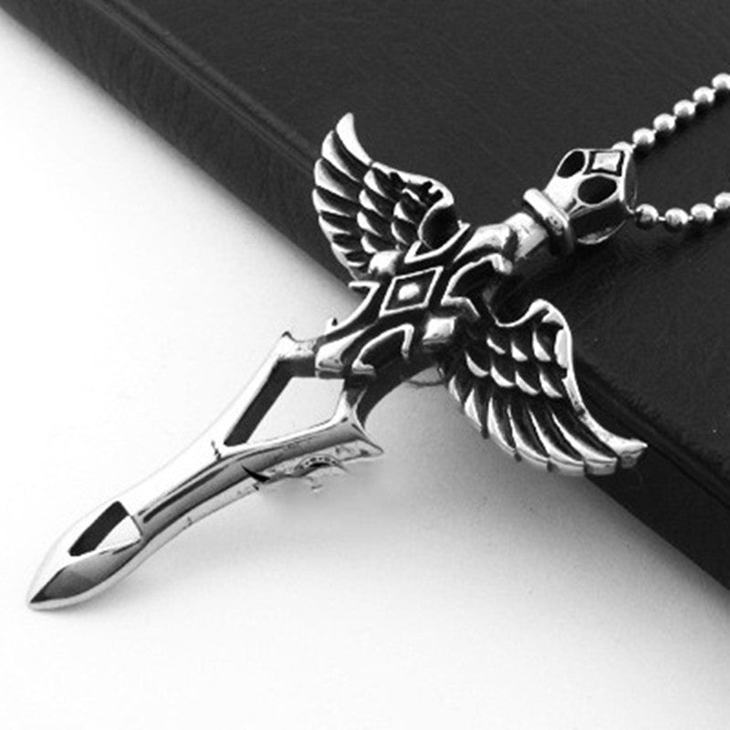 Colgante Cruz Grande Pluma Fundición a Presión para Hombre