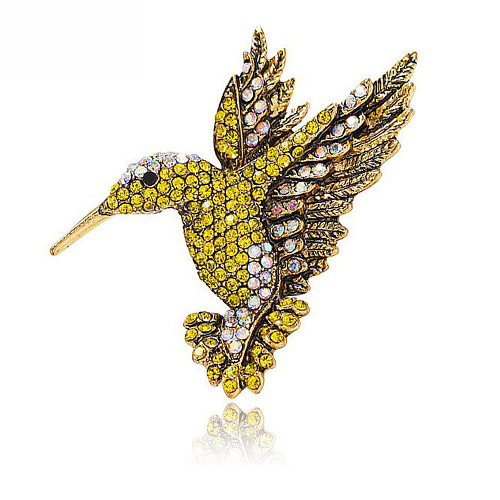 Brosche im neuen Retro-Stil aus Legierung mit Kolibri-Motiv
