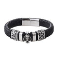 Edelstahl Charm Herren Lederarmband