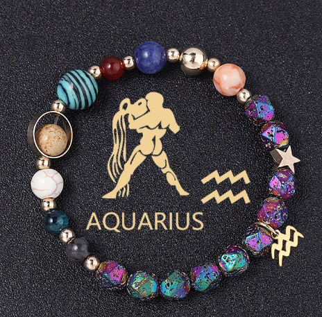 Natural Volcanic Rock Electroplating Twelve Constellations Bracelets