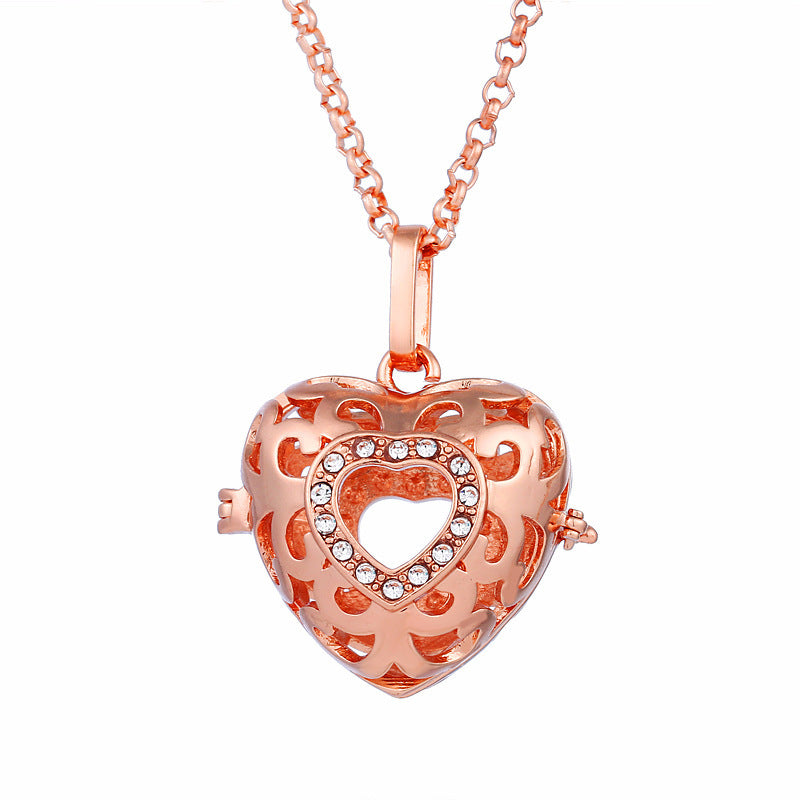 Collar hueco de aromaterapia con jaula de circonita, difusor de aceites esenciales, caja de perfume, accesorios antiguos para ropa tradicional Han