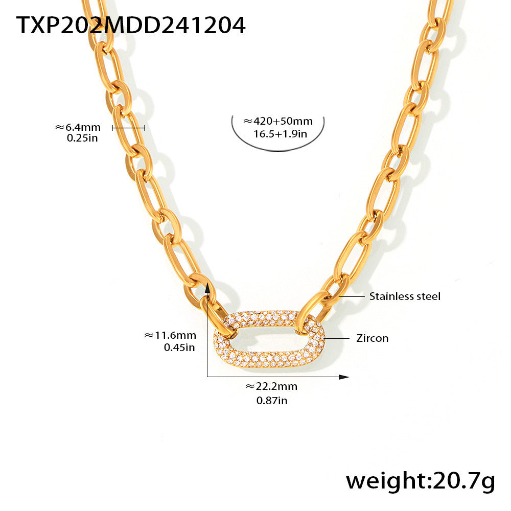 Halskette und Armband aus Titanstahl und Edelstahl mit Mikro-Pflasterstein-Zirkonia