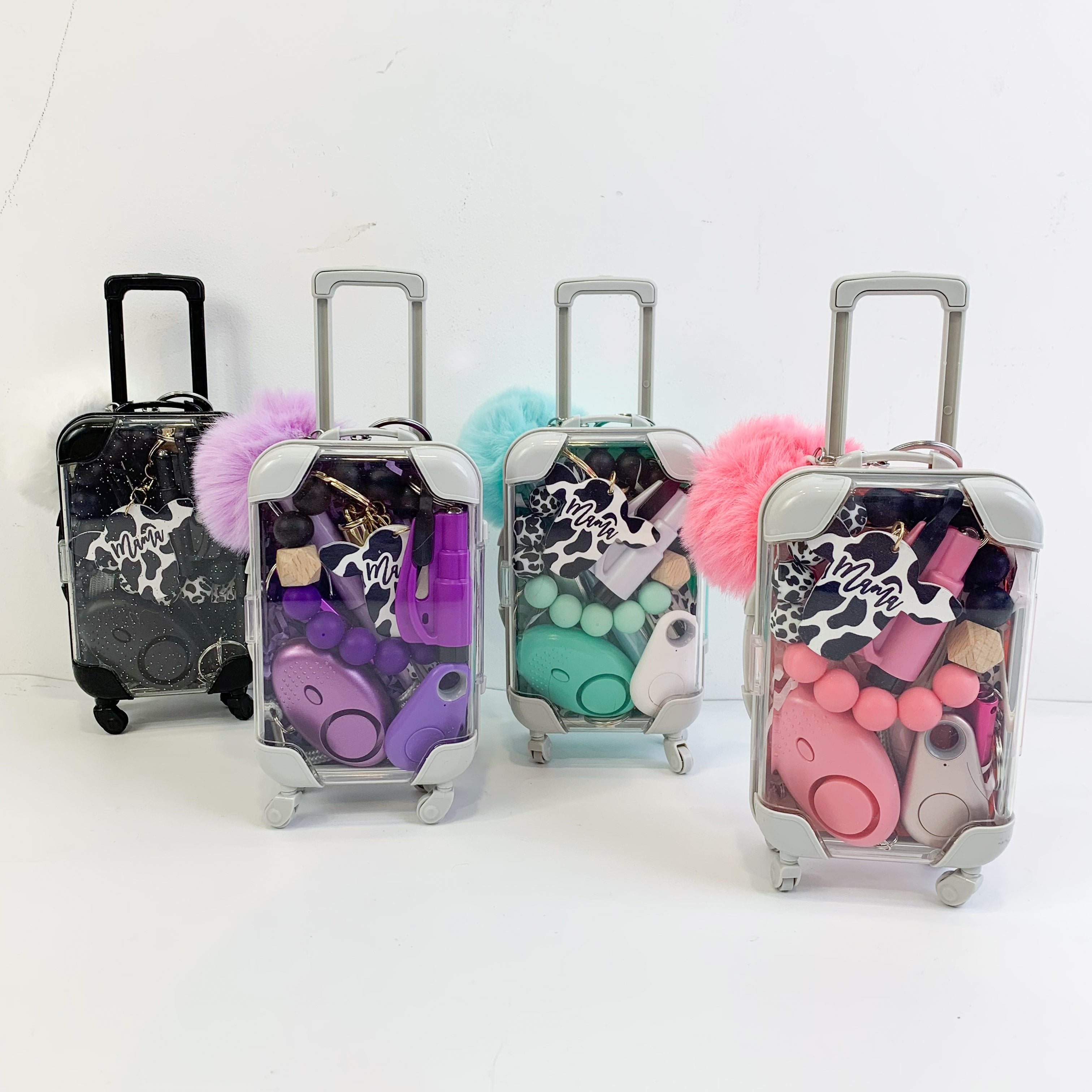 Mini maleta de juguete - Llavero con estampado de vaca