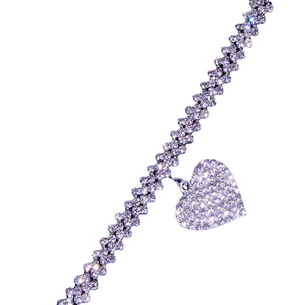 Tobillera de amor con pedrería europea y americana para mujer