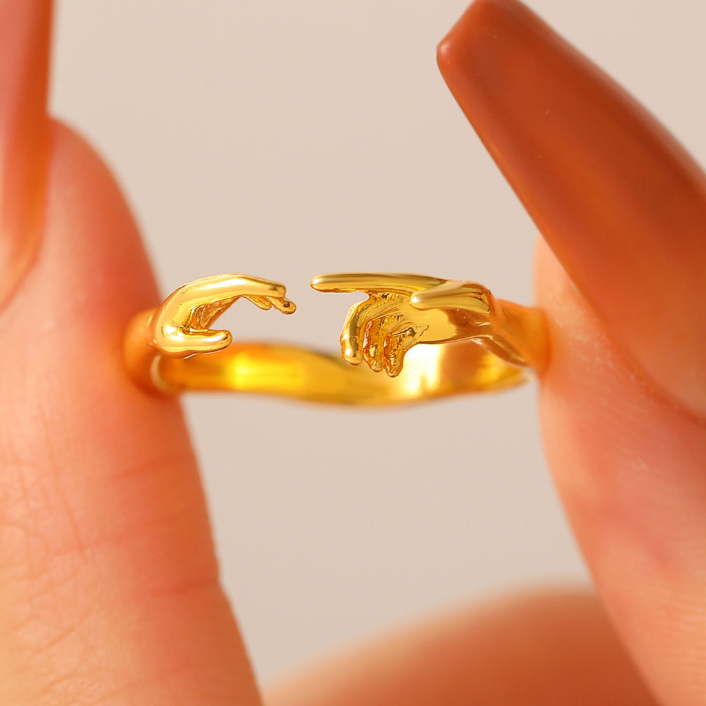 Anillos Abiertos Ajustables de Dos Manos Anillo de Moda con Personalidad para Joyería de San Valentín