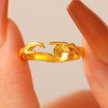 Anillos Abiertos Ajustables de Dos Manos Anillo de Moda con Personalidad para Joyería de San Valentín