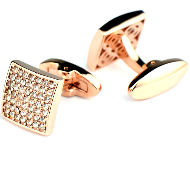 Gemelos de oro rosa "Full Diamond Precision" con diamantes blancos para puños franceses