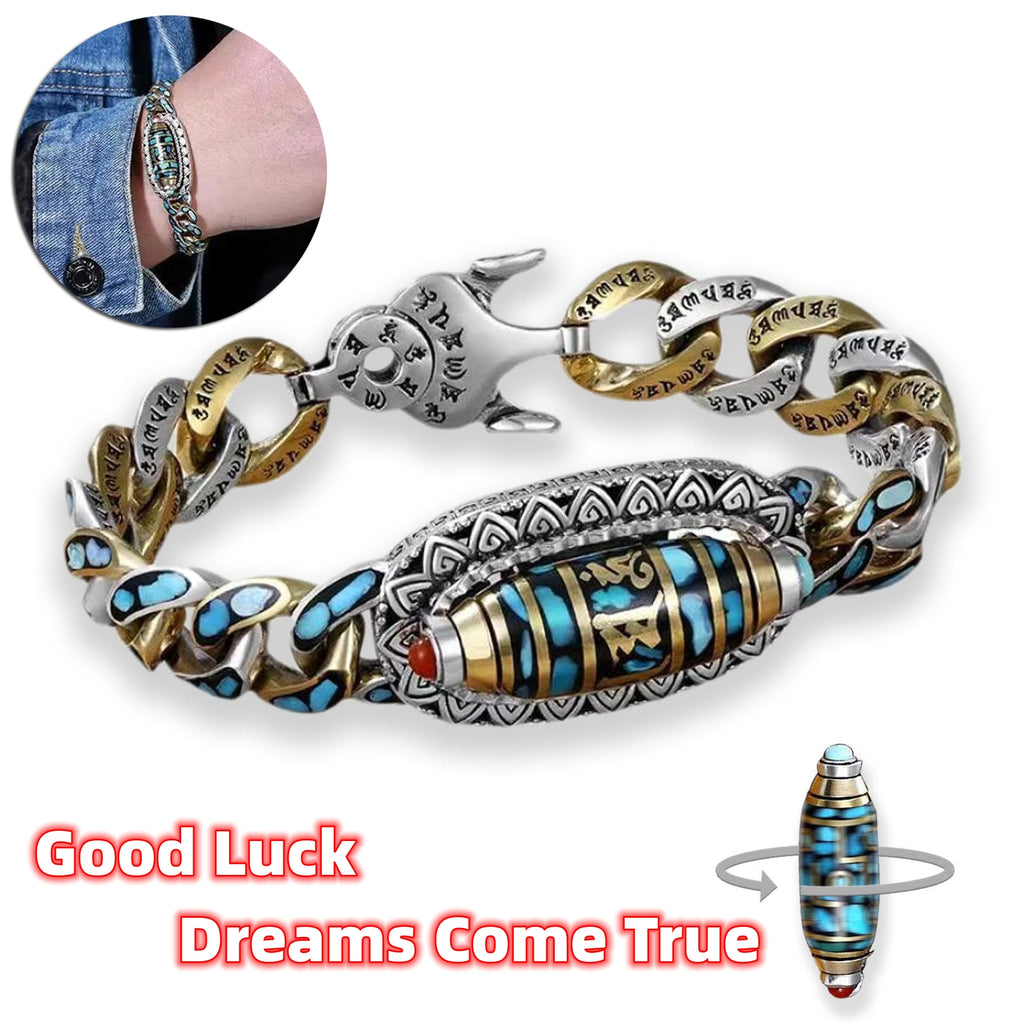 Joyas de Moda Nueva Pulsera para Hombre Personalidad Retro Transferencia Rotatoria Nueve Ojos Perla Pulseras Regalo de Alta Gama