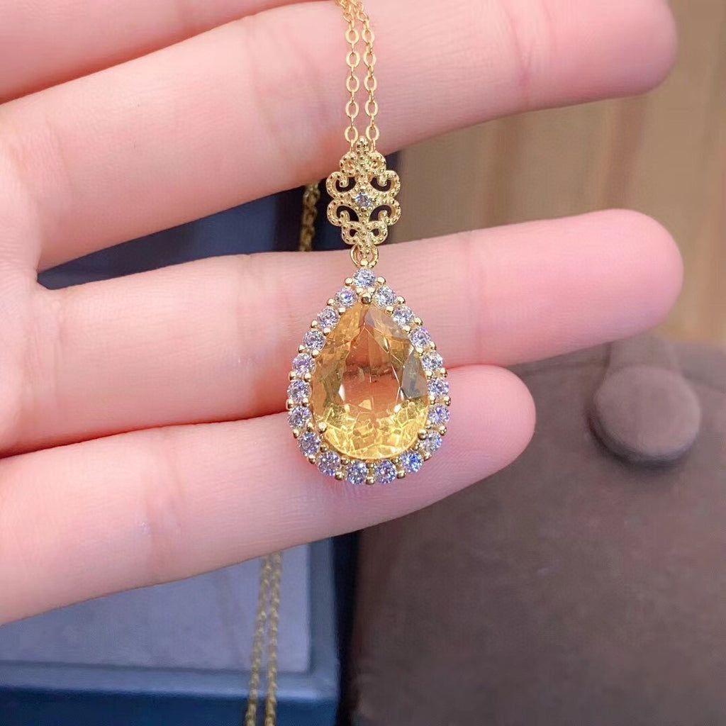 Collar Colgante Citrino Cristal Mujer