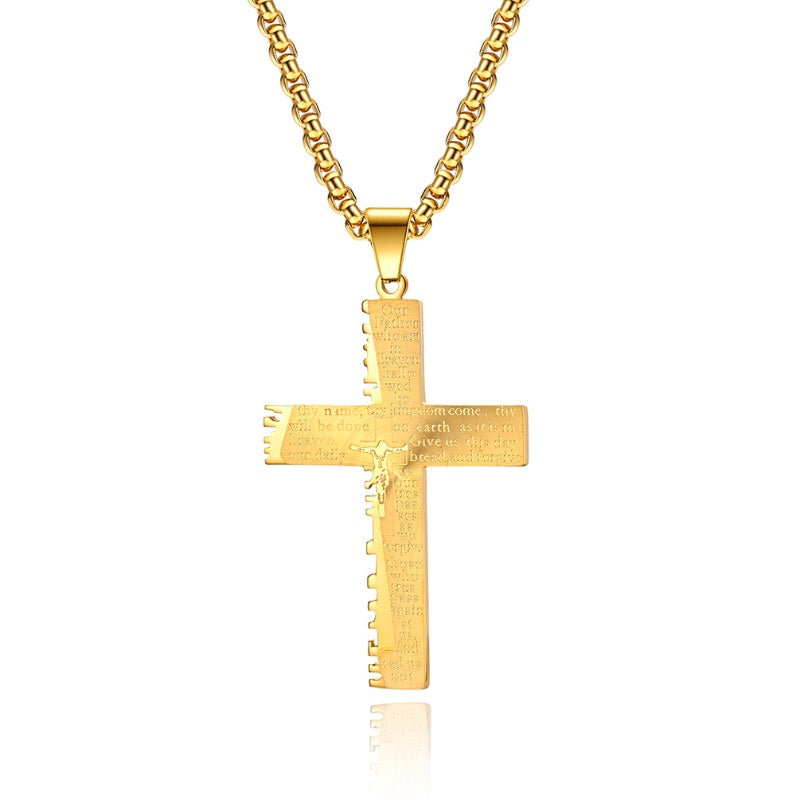 Christliche Jesus-Kreuz-Halskette, doppelt, für Herren