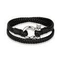 Marine Ankerkette Echtleder Vachette-Verschluss geflochtenes Lederarmband
