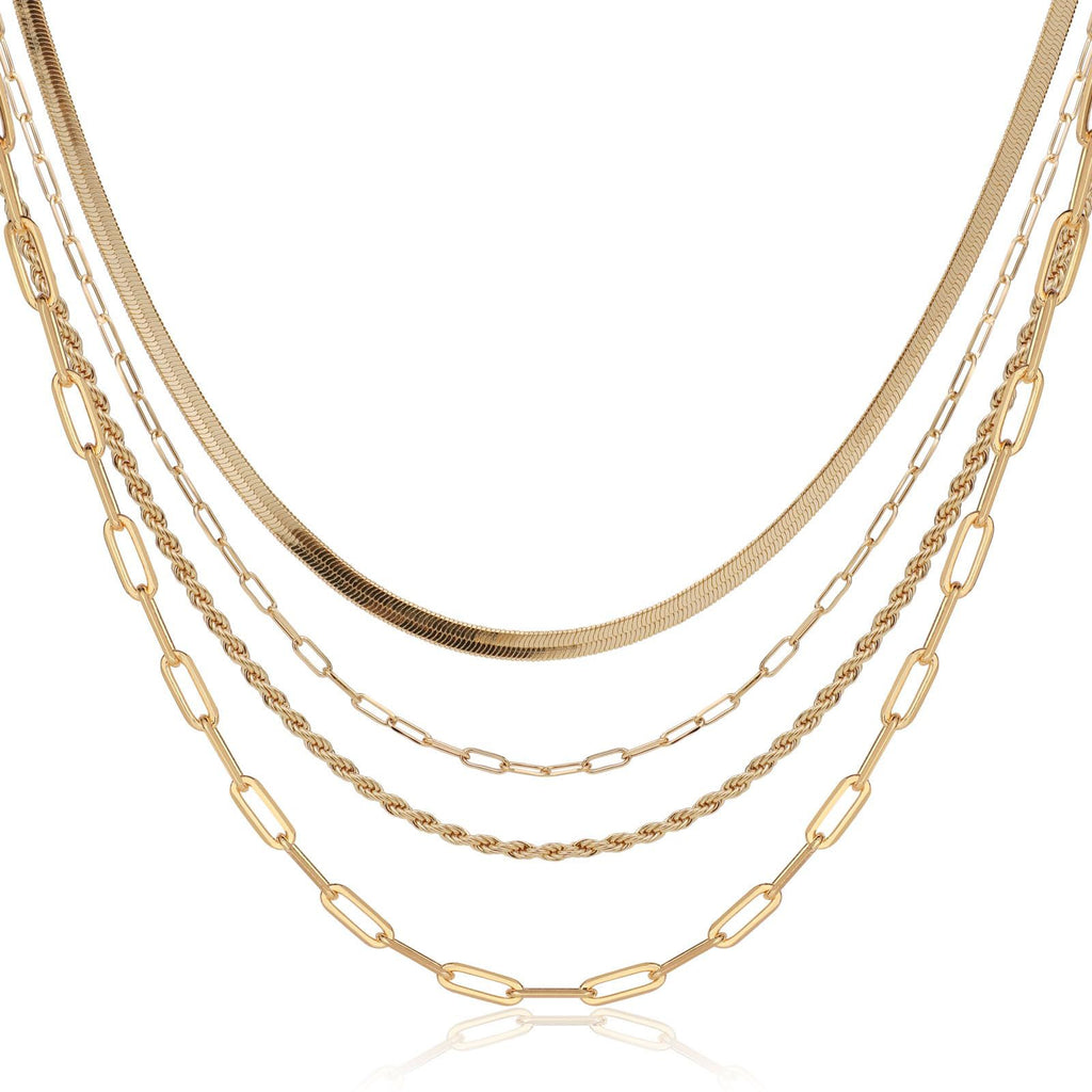 Europa und die Vereinigten Staaten Exquisites Layered Necklace Damen Schlangenknochenkette Büroklammer Figaro Kette Halskette Set