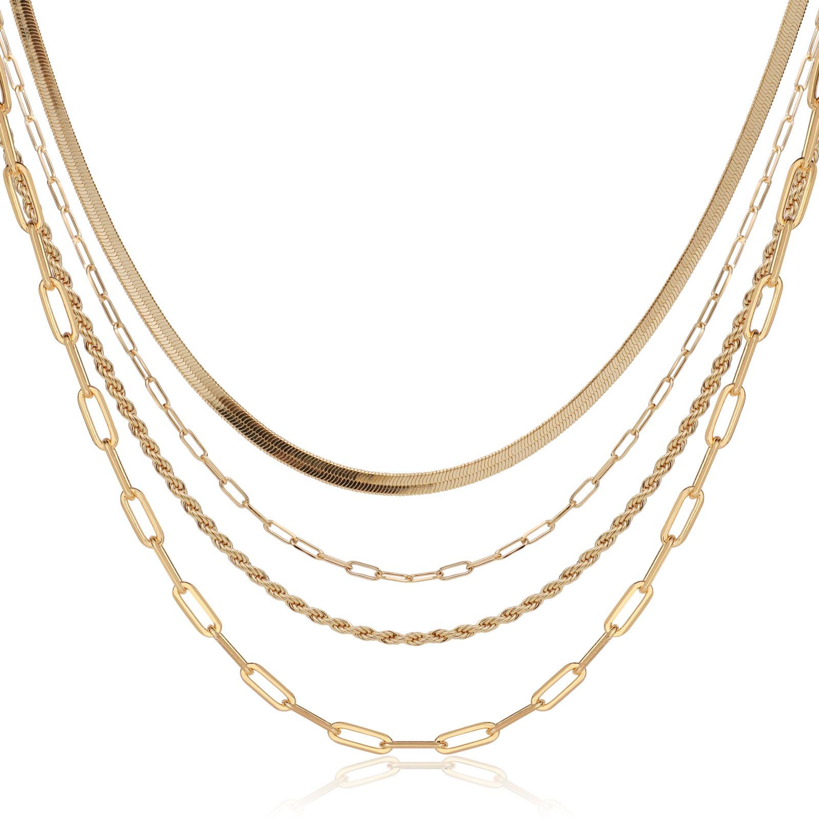 Europa und die Vereinigten Staaten Exquisites Layered Necklace Damen Schlangenknochenkette Büroklammer Figaro Kette Halskette Set