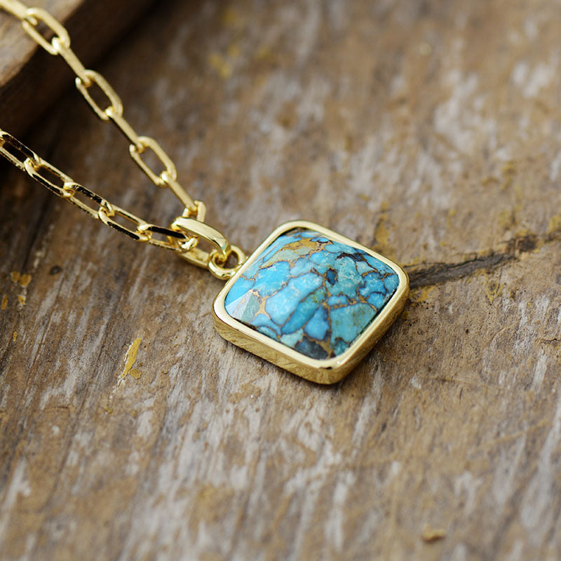 New Turquoise 18K Gold Plating Chain Pendant Necklace
