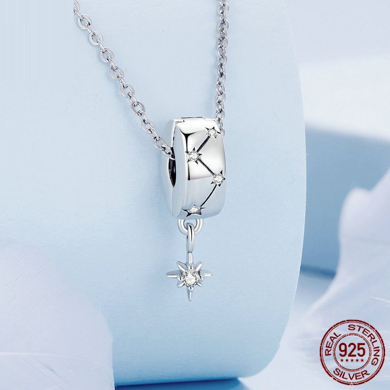S925 Sterling Silber Stern Explosiver Kreisverschluss Stern Zirkon Anhänger