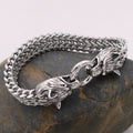 Edelstahl Wolfskopf-Armband Titanstahl-Doppelring-Armband für Herren